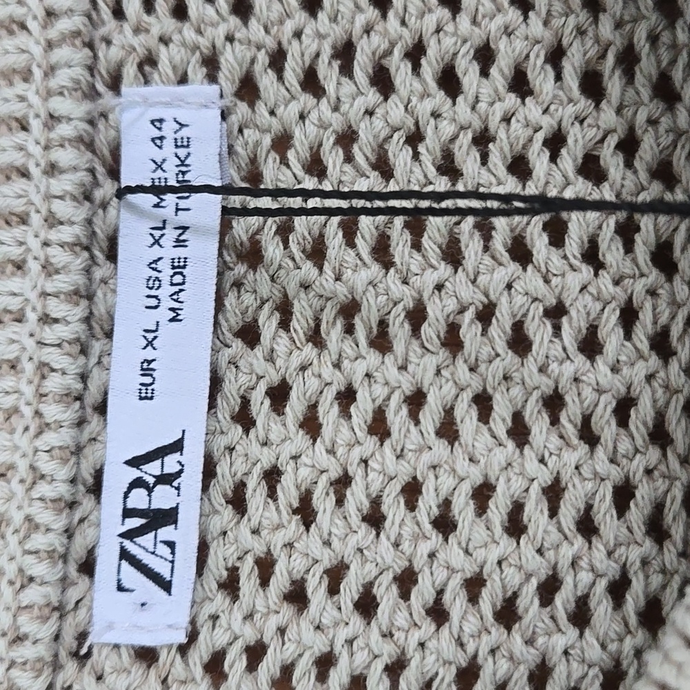 ZARA MENS COTTON WEAVE TEXTURED SWEATER SIZE XL TAUPE SAND - Picture 5 of 10